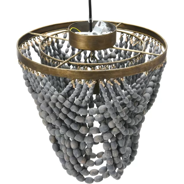 Creative CoOp 2Tier Draped Wood Bead Chandelier WhiteLight Gray