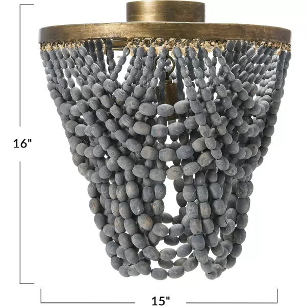 Creative CoOp 2Tier Draped Wood Bead Chandelier WhiteLight Gray