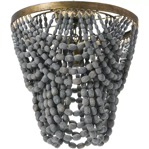 Creative CoOp 2Tier Draped Wood Bead Chandelier WhiteLight Gray