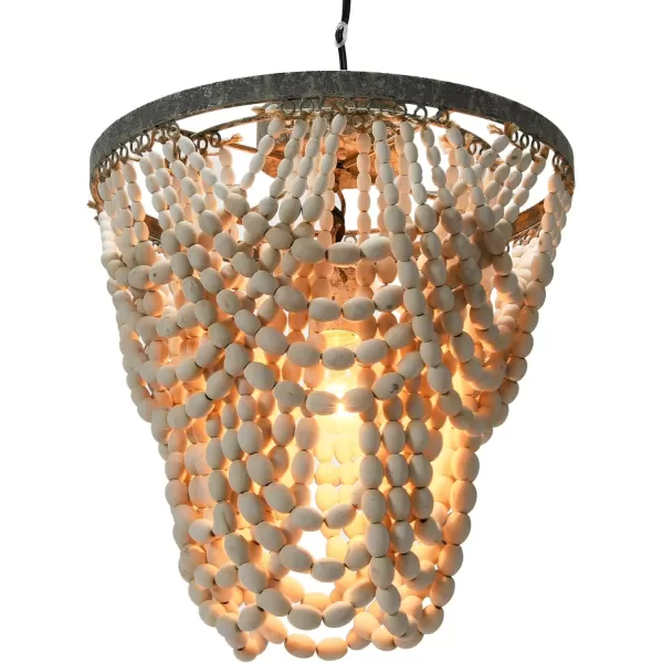 Creative CoOp 2Tier Draped Wood Bead Chandelier WhiteWhite