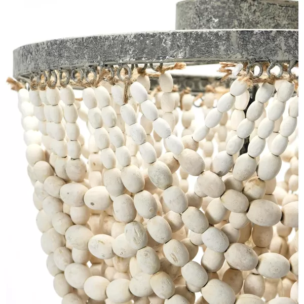 Creative CoOp 2Tier Draped Wood Bead Chandelier WhiteWhite