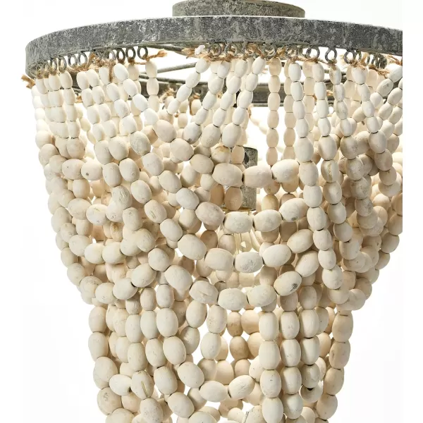 Creative CoOp 2Tier Draped Wood Bead Chandelier WhiteWhite