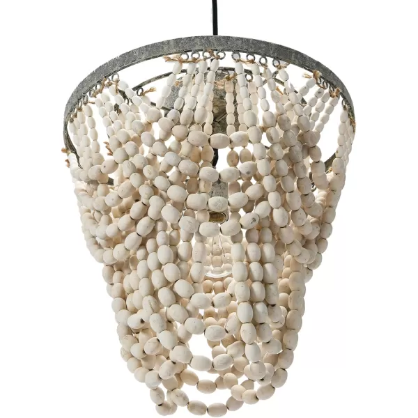 Creative CoOp 2Tier Draped Wood Bead Chandelier WhiteWhite