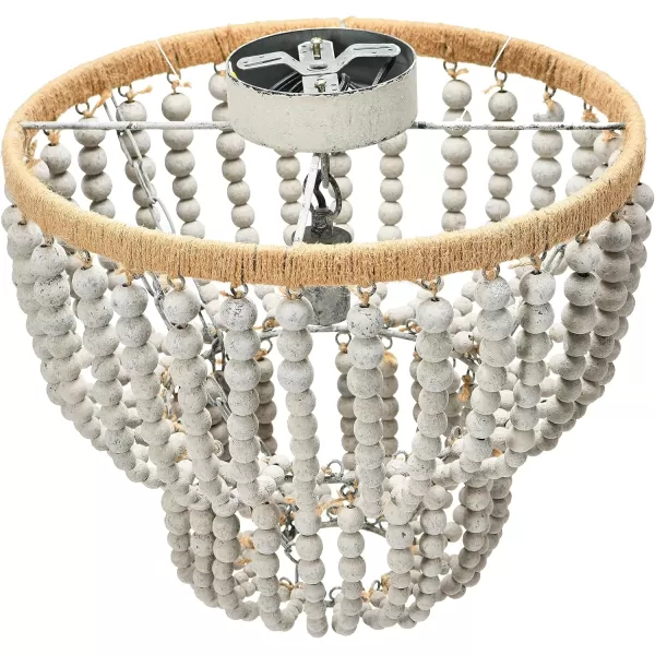 Creative CoOp 2Tier Draped Wood Bead SemiFlush Mount Chandelier Distressed Grey