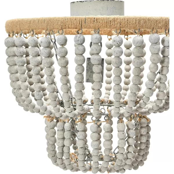 Creative CoOp 2Tier Draped Wood Bead SemiFlush Mount Chandelier Distressed Grey