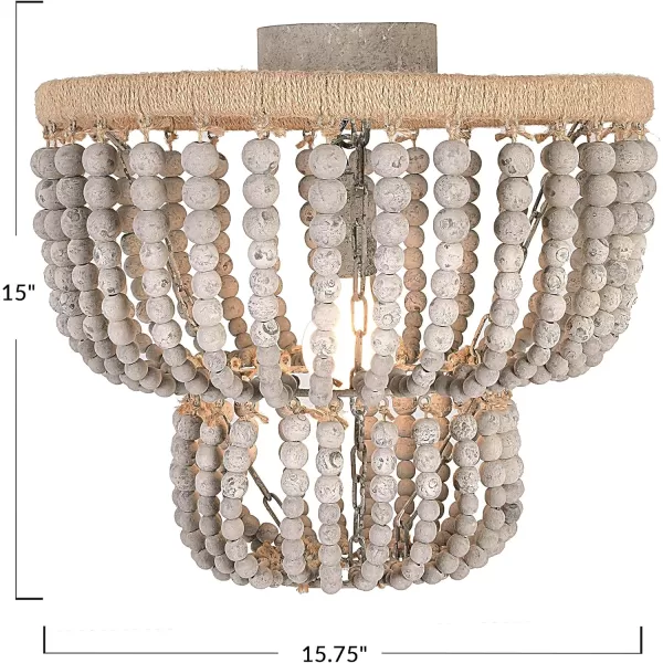 Creative CoOp 2Tier Draped Wood Bead SemiFlush Mount Chandelier Distressed Grey