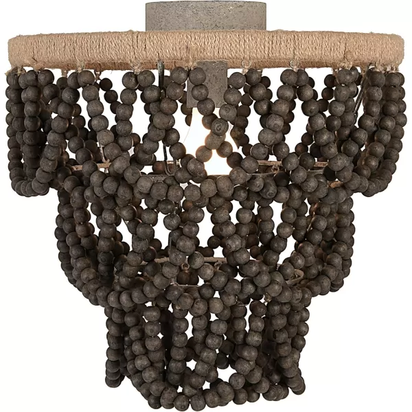 Creative CoOp 3Tier Draped Wood Bead SemiFlush Mount Chandelier Dark Gray