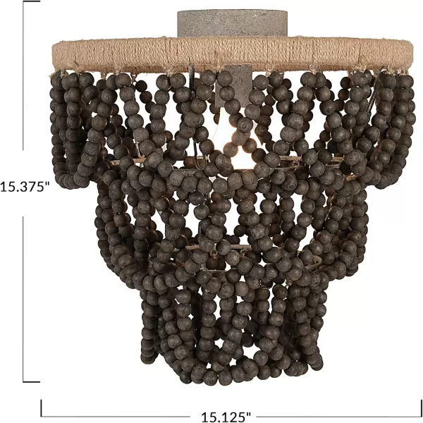 Creative CoOp 3Tier Draped Wood Bead SemiFlush Mount Chandelier Dark Gray
