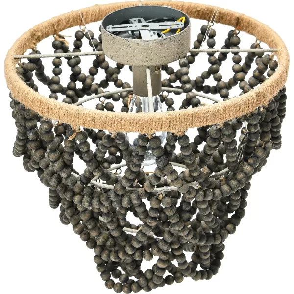Creative CoOp 3Tier Draped Wood Bead SemiFlush Mount Chandelier Dark Gray