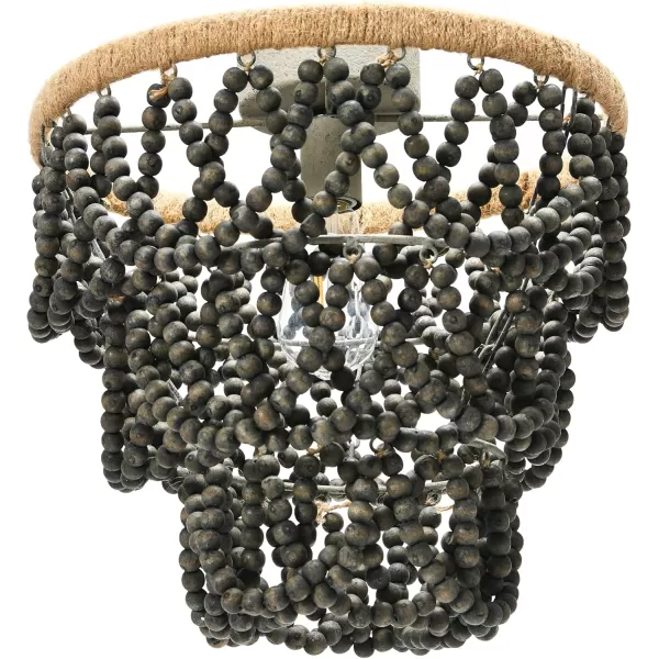 Creative CoOp 3Tier Draped Wood Bead SemiFlush Mount Chandelier Dark Gray