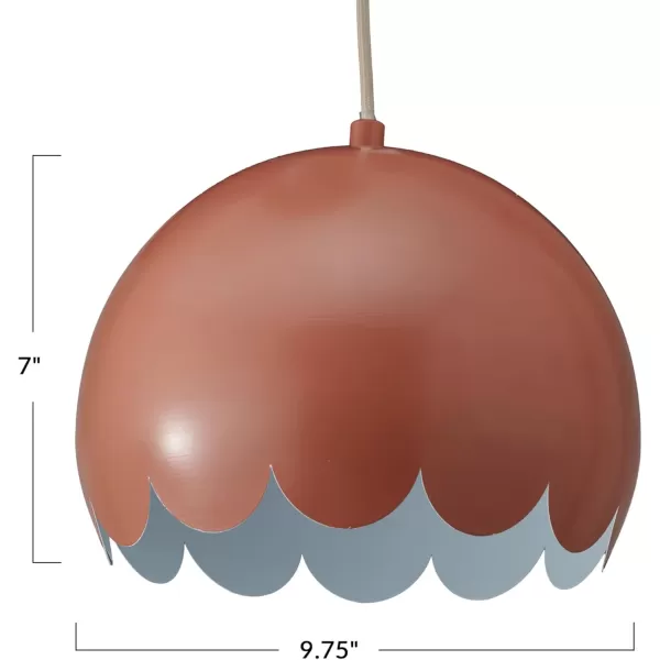 Creative CoOp 40 Watt Scalloped Metal Pendant Lamp Clay Color