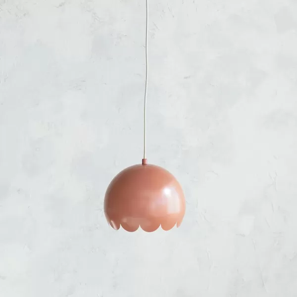 Creative CoOp 40 Watt Scalloped Metal Pendant Lamp Clay Color