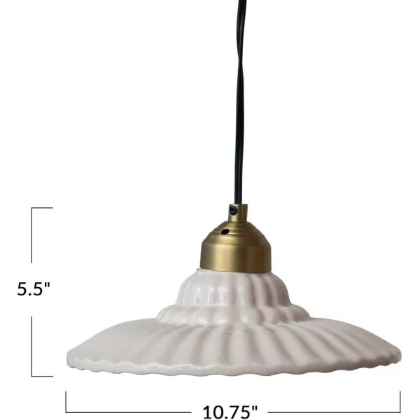Creative CoOp 40Watt Elegant Stoneware Pleated Pendant Lamp Cream