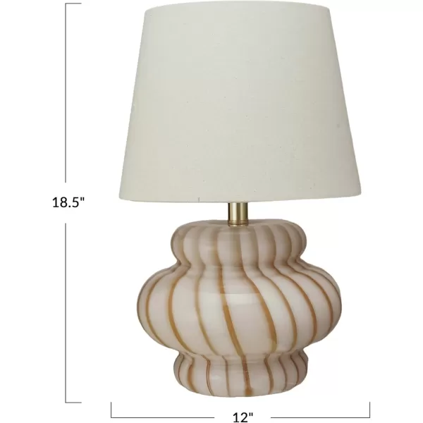 Creative CoOp 60 Watt Sunbeam Striped HandBlown Art Glass Table Lamp Yellow and Cream