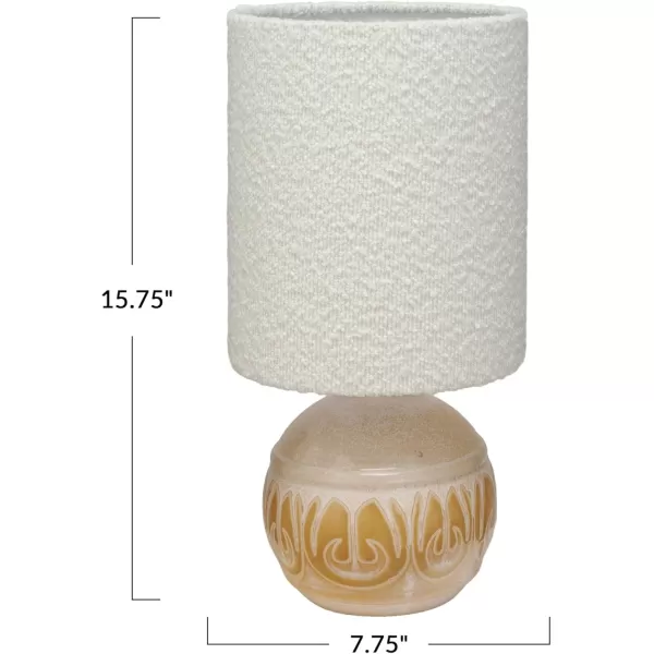 Creative CoOp 60 Watt Sunlit Embossed Stoneware Table Lamp Set Yellow and Cream Set of 2