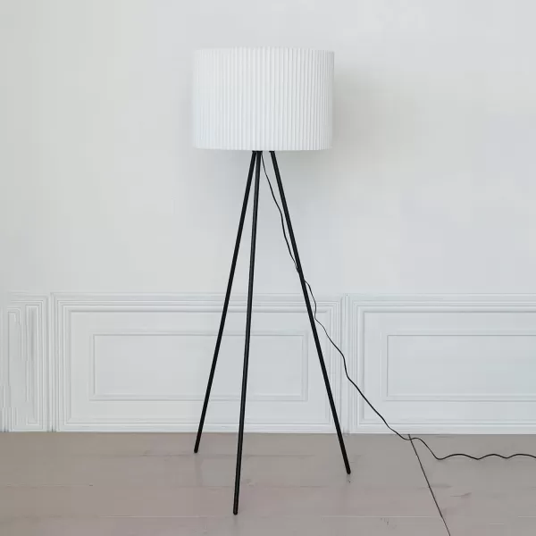 Creative CoOp 60Watt Metal Floor Lamp with Jute Shade Black and White