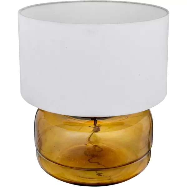 Creative CoOp Amber Glass Table Lamp with White Cotton Shade