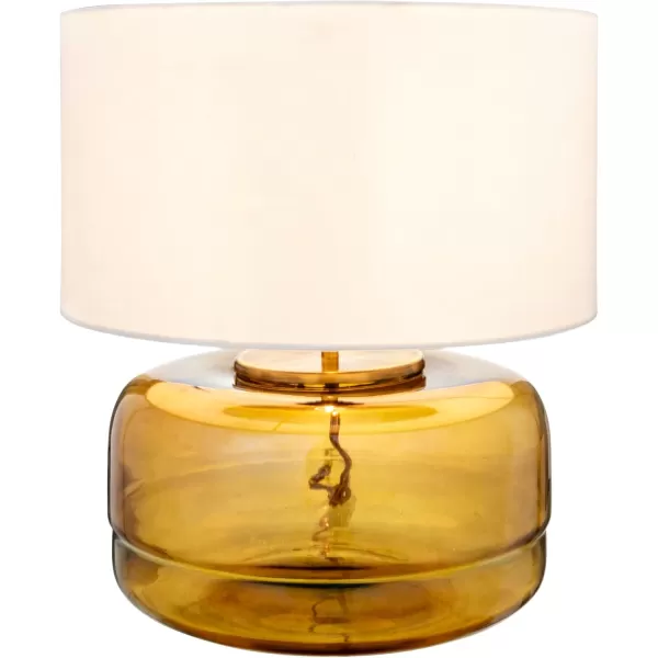 Creative CoOp Amber Glass Table Lamp with White Cotton Shade