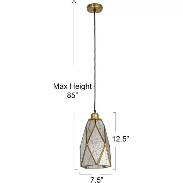 Creative CoOp Antiqued Mirrored Mercury Glass Pendant with Gold Diamond Framework DesignDiamond Design