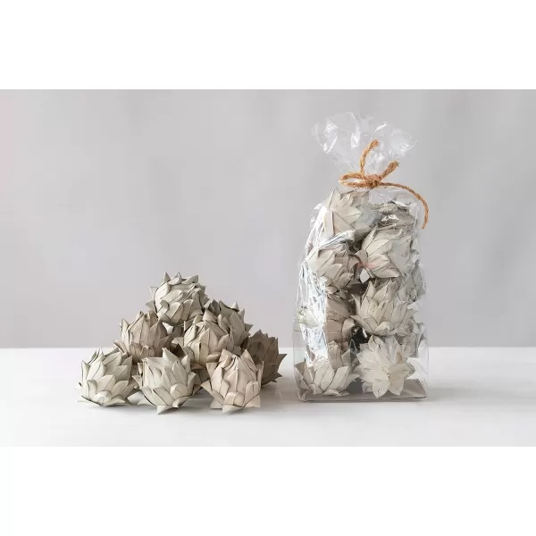 Creative CoOp Approximately 3quot H Handmade Dried Natural Leaf Bag Contains 13 Pieces Palm Lead Artichoke OffWhite CountPalm Leaf Artichoke