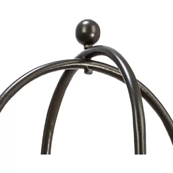 Creative CoOp Arched Metal Plant Stand or Shelf with 3 Round Removable Rattan Trays Natural and WhiteBlack