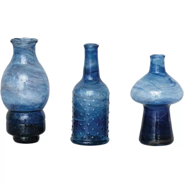 Creative CoOp Blown Glass Vases Blue Set of 3