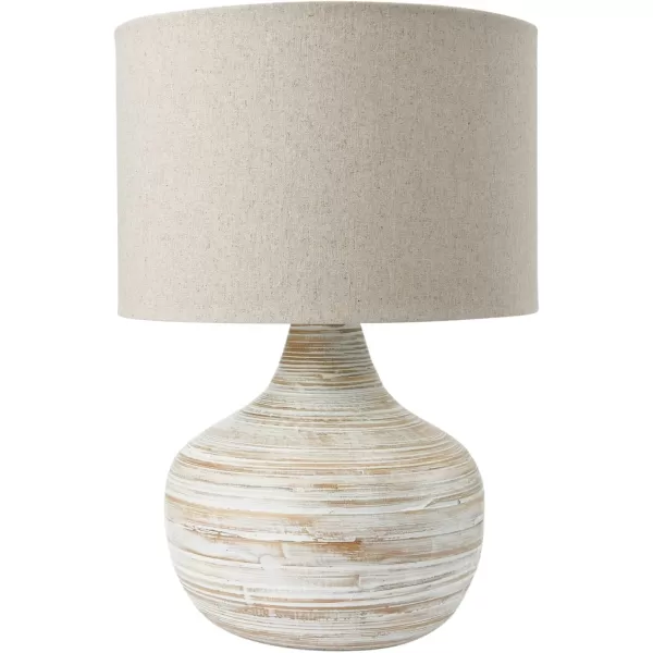 Creative CoOp Boho Bamboo Linen Shade Set of 2 White Wash Finish Table Lamp