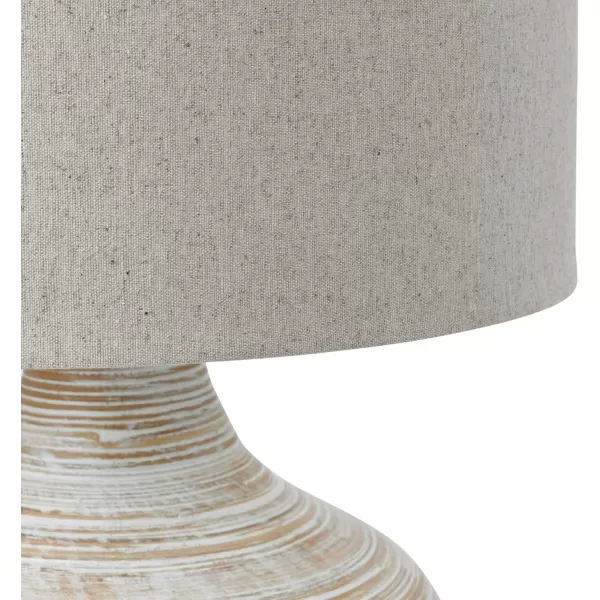 Creative CoOp Boho Bamboo Linen Shade Set of 2 White Wash Finish Table Lamp