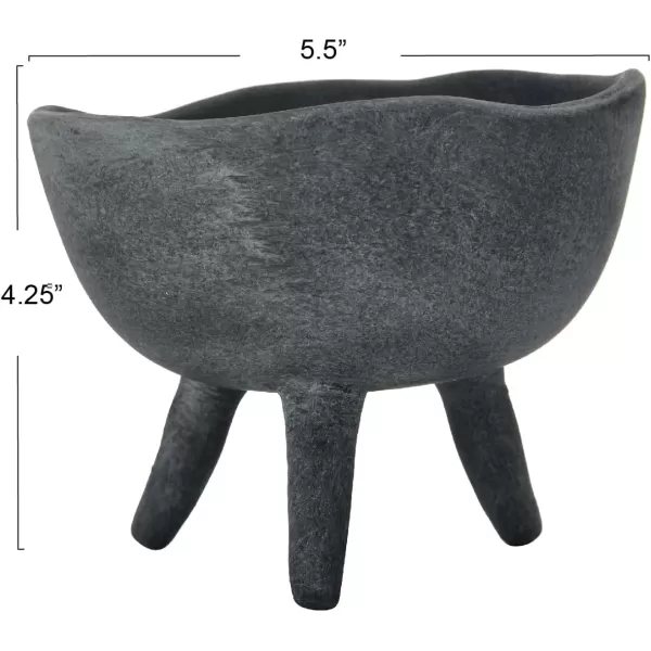 Creative CoOp Boho Terracotta Footed Planter with Organic Edge Matte TaupeMatte Black
