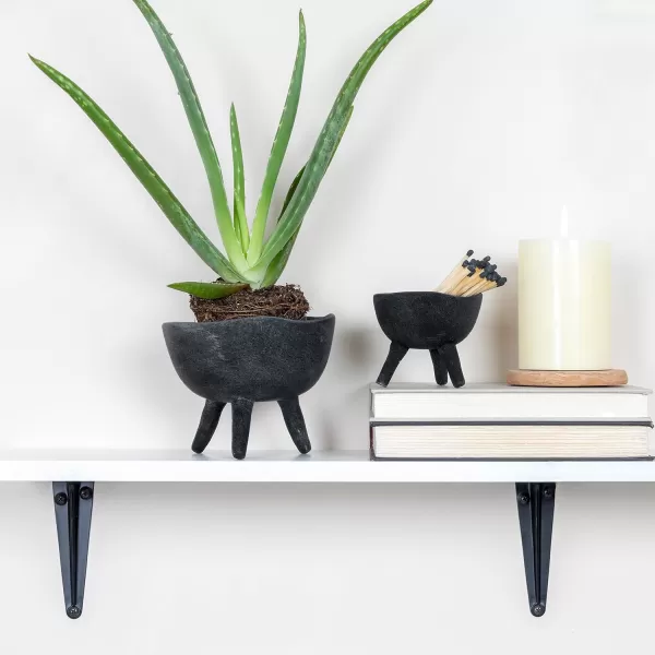 Creative CoOp Boho Terracotta Footed Planter with Organic Edge Matte TaupeMatte Black