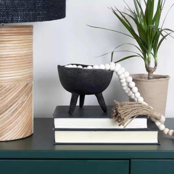 Creative CoOp Boho Terracotta Footed Planter with Organic Edge Matte TaupeMatte Black
