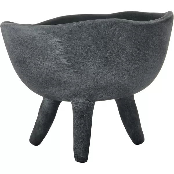 Creative CoOp Boho Terracotta Footed Planter with Organic Edge Matte TaupeMatte Black
