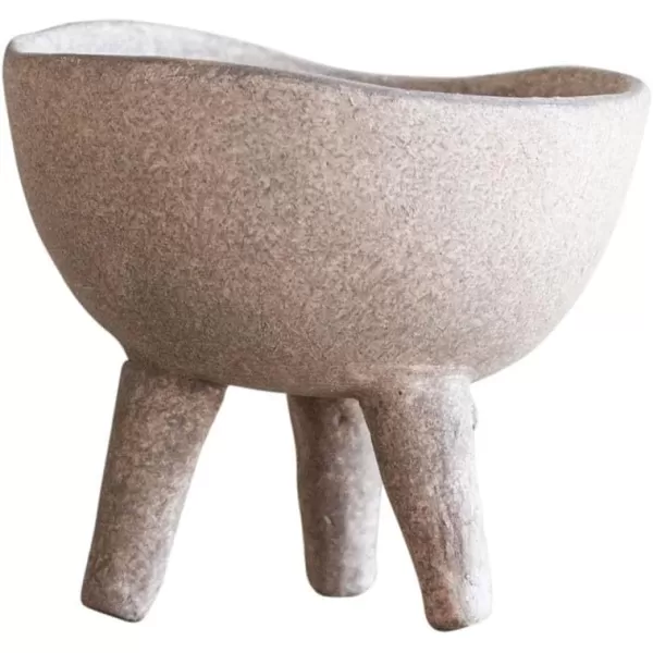Creative CoOp Boho Terracotta Footed Planter with Organic Edge Matte TaupeTaupe