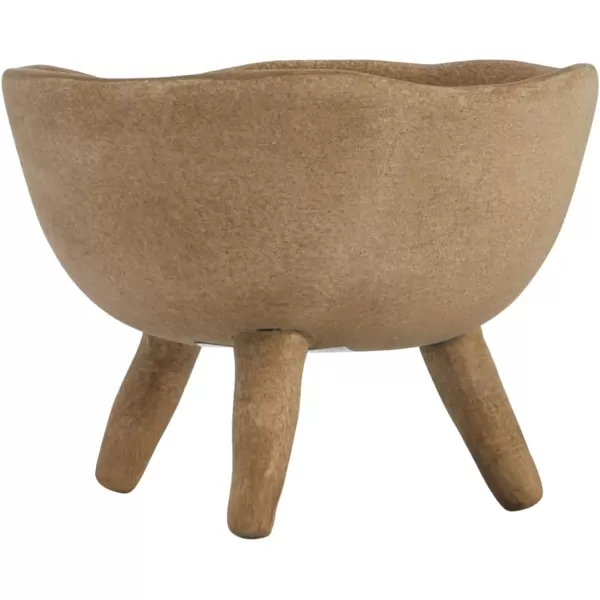 Creative CoOp Boho Terracotta Footed Planter with Organic Edge Matte TaupeTaupe