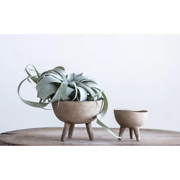 Creative CoOp Boho Terracotta Footed Planter with Organic Edge Matte TaupeTaupe