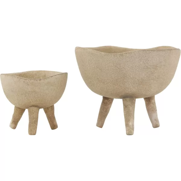 Creative CoOp Boho Terracotta Footed Planter with Organic Edge Matte TaupeTaupe