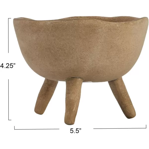 Creative CoOp Boho Terracotta Footed Planter with Organic Edge Matte TaupeTaupe