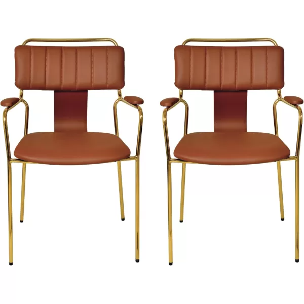 Creative CoOp Brown Fabric Upholstered Dining Chair Set of 2