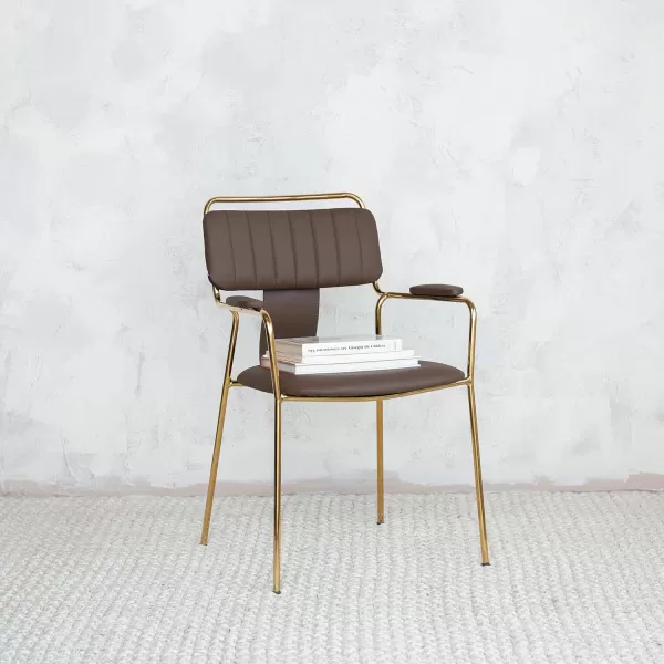 Creative CoOp Brown Fabric Upholstered Dining Chair Set of 2