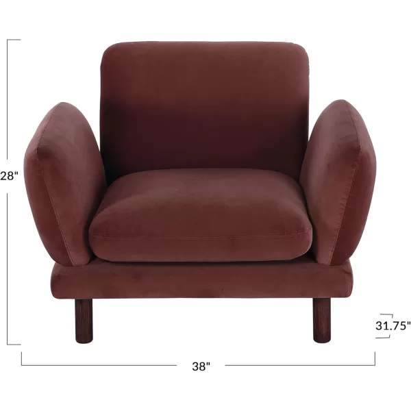 Creative CoOp Clay Velvet Upholstered Sofa with Oak Wood Legs ColorArm Chair