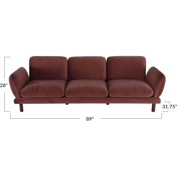 Creative CoOp Clay Velvet Upholstered Sofa with Oak Wood Legs ColorSofa