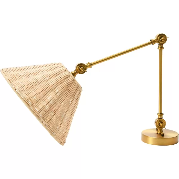 Creative CoOp Coastal Adjustable Wall Sconce with Black Rattan Shade Antique Brass FinishAntique Brass