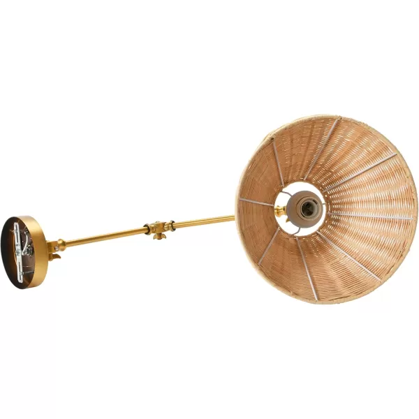 Creative CoOp Coastal Adjustable Wall Sconce with Black Rattan Shade Antique Brass FinishAntique Brass