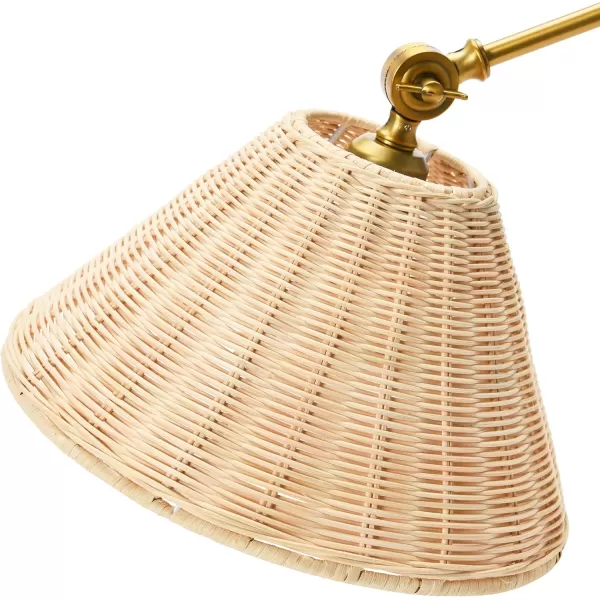 Creative CoOp Coastal Adjustable Wall Sconce with Black Rattan Shade Antique Brass FinishAntique Brass