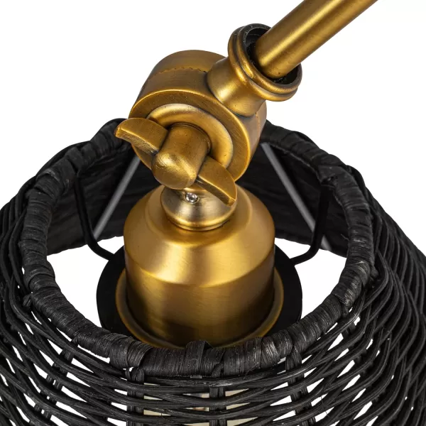 Creative CoOp Coastal Adjustable Wall Sconce with Black Rattan Shade Antique Brass FinishAntique BrassBlack