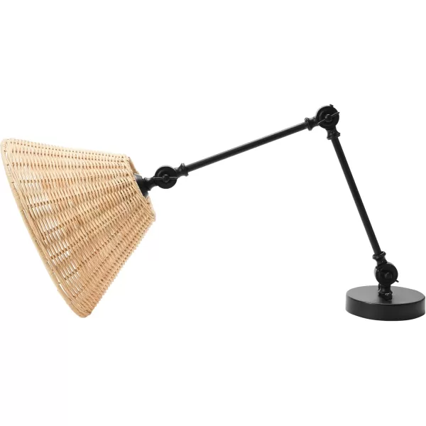 Creative CoOp Coastal Adjustable Wall Sconce with Black Rattan Shade Antique Brass FinishBlack