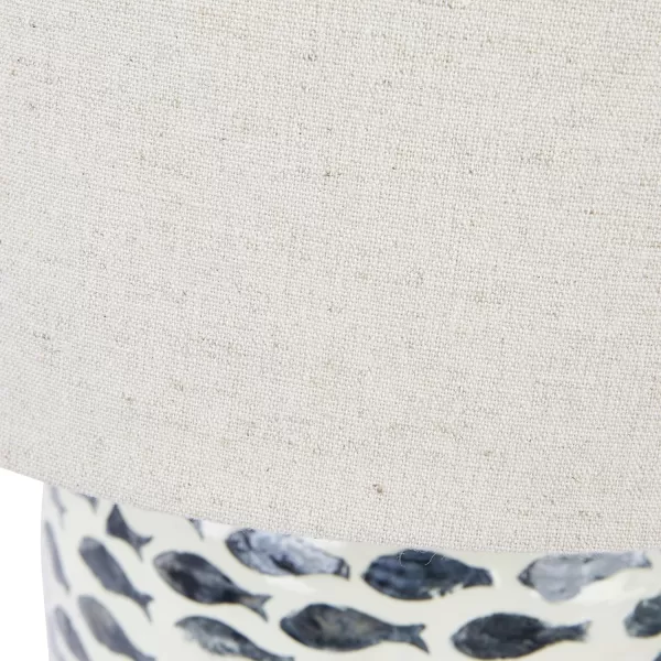 Creative CoOp Coastal Capiz and Bamboo Fish Design Set of 2 Blue and White Table Lamp