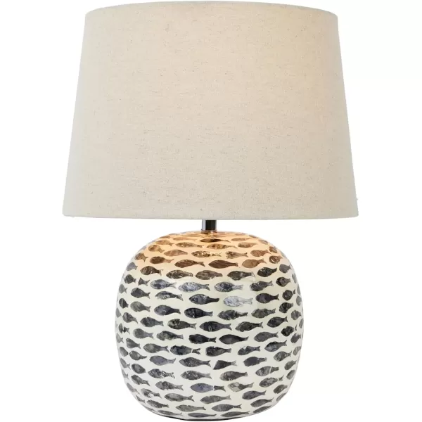 Creative CoOp Coastal Capiz and Bamboo Fish Design Set of 2 Blue and White Table Lamp