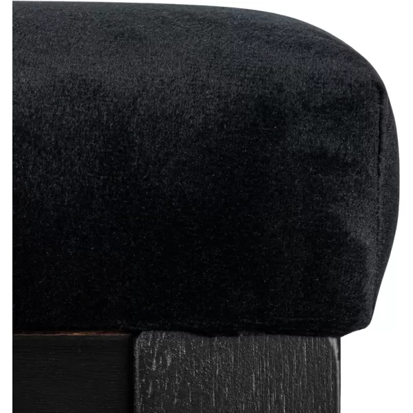 Creative CoOp Crawford Mid Century Modern Solid Wood Black Arm Chair with Natural Woven Cane Back and Velvet Upholstered Seat BlackBlack and Natural