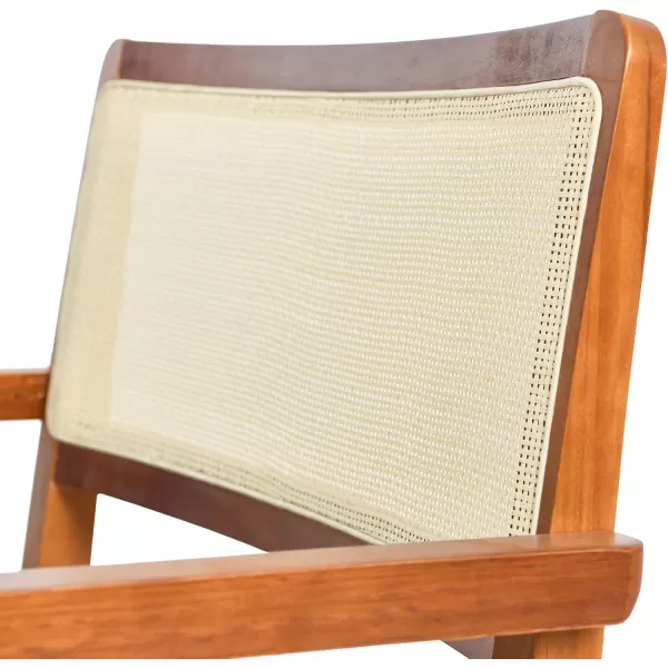 Creative CoOp Crawford Mid Century Modern Solid Wood Black Arm Chair with Natural Woven Cane Back and Velvet Upholstered Seat BlackDark Green